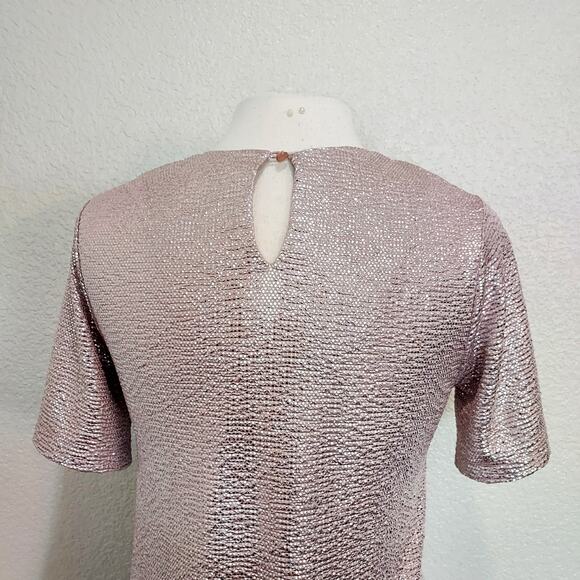 Monteau Los Angeles Rose Gold Shimmer Blouse Size M - Picture 9 of 11